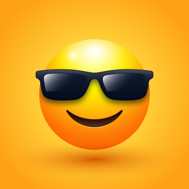 Face with sunglasses emoji illustration