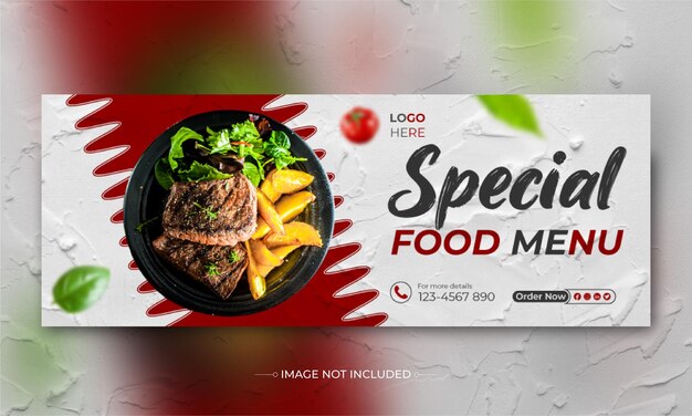 Vector facebook cover banner and special food menu design template