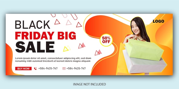 Facebook cover design banner poster black Friday big sale Social media post black Friday