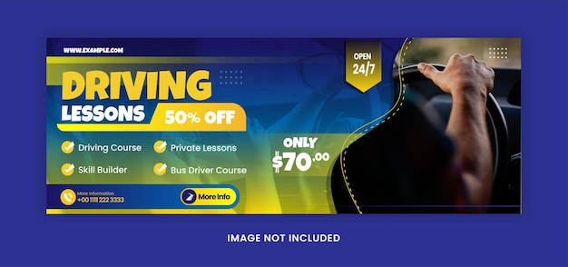 Facebook cover driving school banner or flyer template for social media layout