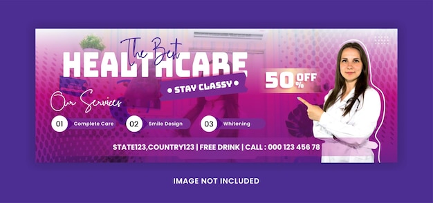 Facebook cover healthcare baner or flyer template for social media layout