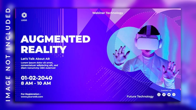 Facebook cover metaverse for webinar conference augmented reality banner template with a girl photo