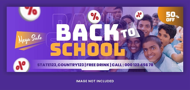 Facebook cover school admission baner or flyer template for social media layout