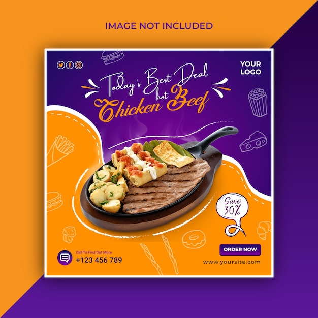 Facebook and Instagram Fast Food Social Media Post design, premium quality