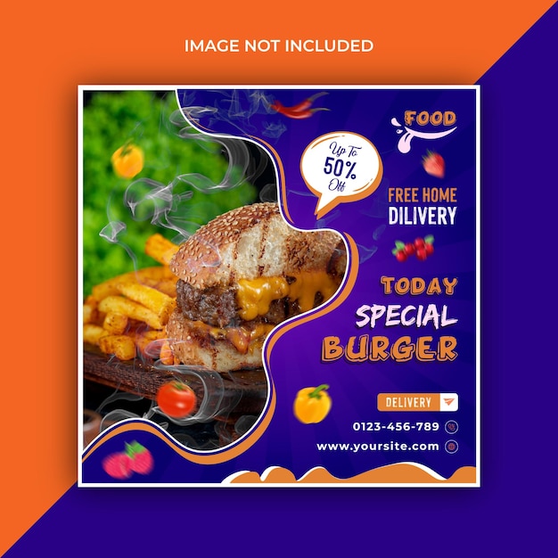 Facebook and Instagram Fast Food Social Media Post design, premium quality