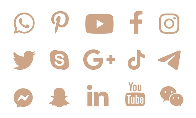 Facebook Instagram Twitter Linkedin Youtube Snapchat Whatsapp Set of popular social media logo