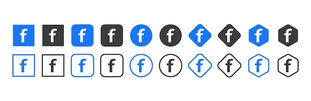 Facebook logo icon in various forms social media icon