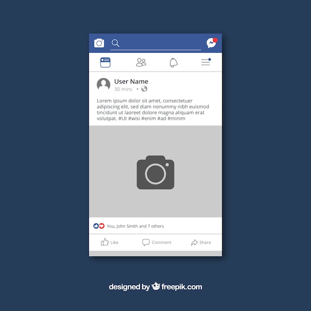 Facebook mobile post with flat design