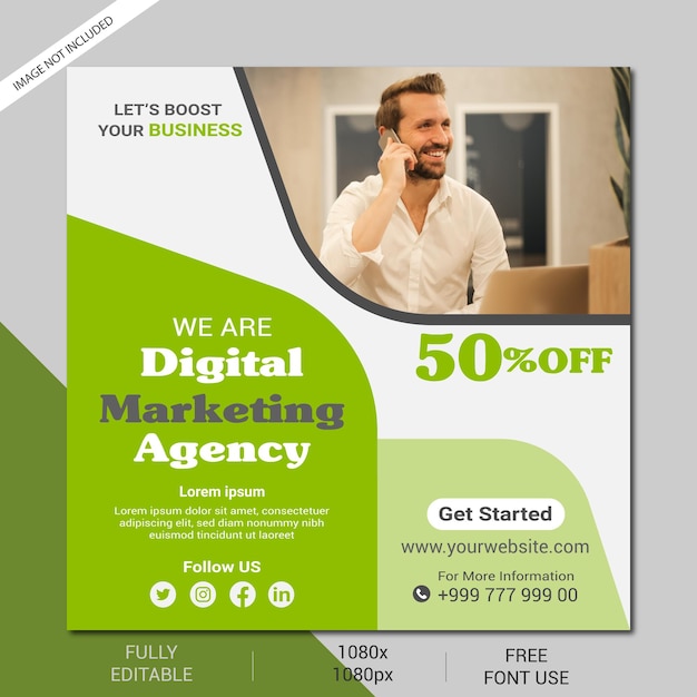 Facebook post for Digital Marketing Agency premium Vector