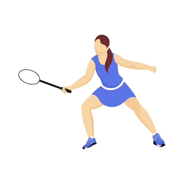 Faceless Athlete Woman Holding Racket On White Background