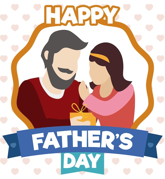 Vector faceless design with daughter giving a gift at her dad in father's day