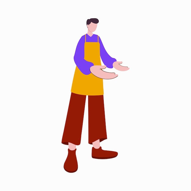 Faceless Gardener Or Farmer Man Standing On White Background