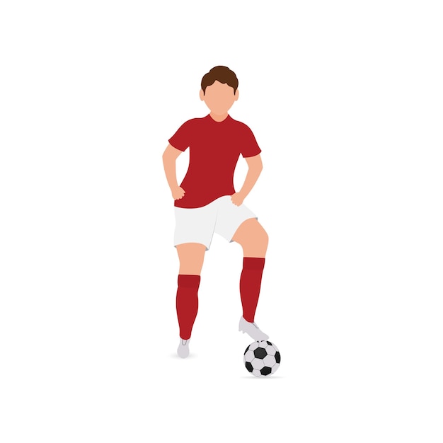 Faceless Soccer Player Hitting Ball From Knee On White Background