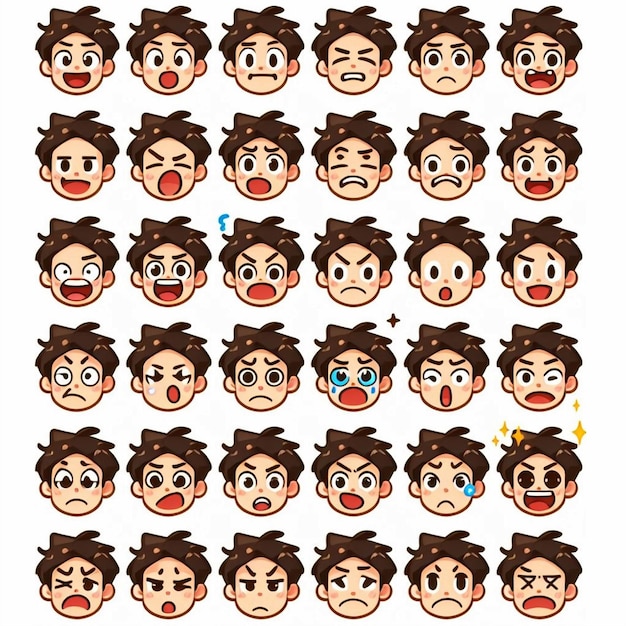 Vector facial expressions isolated icon set