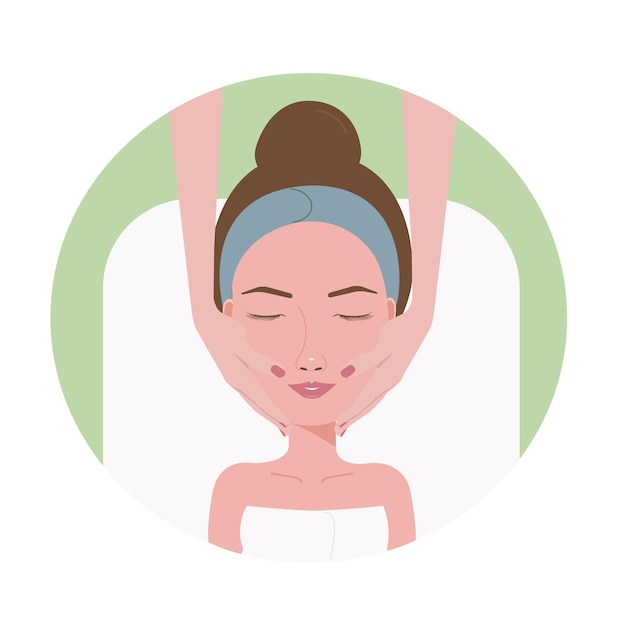 Facial massage in a beauty salon or spa