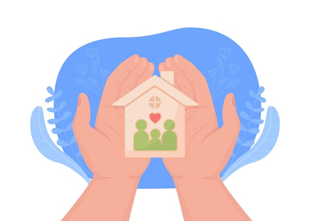 Facility providing residential assistance to families 2D vector isolated illustration