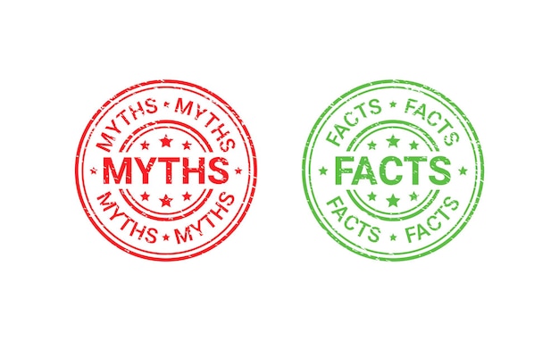 Fact Myth grunge rubber stamps. Vector illustration.