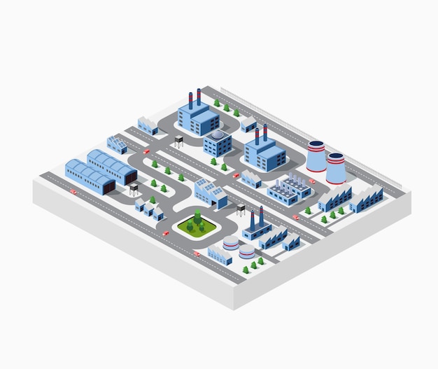 Factories, warehouses and office buildings in urban areas of large cities