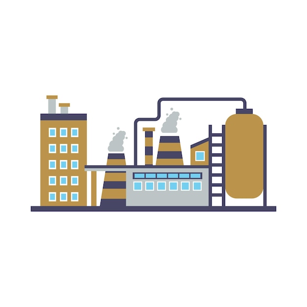 Factory building power electricity industry manufactory buildings flat icon isolated vector illustration