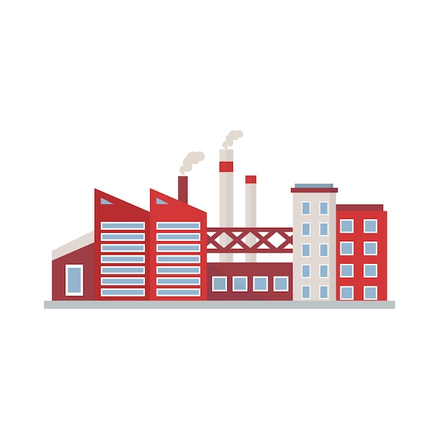 Factory building power electricity industry manufactory buildings flat icon isolated vector illustration