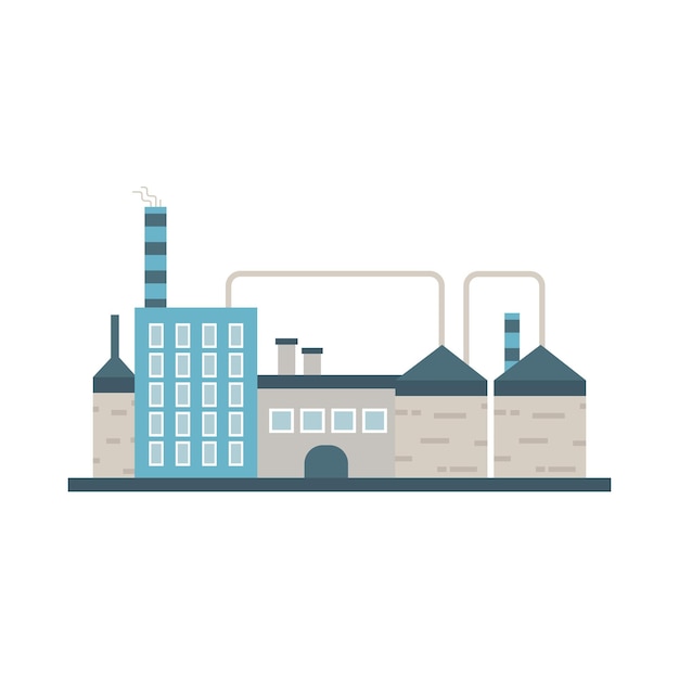 Factory building power electricity industry manufactory buildings flat icon isolated vector illustration