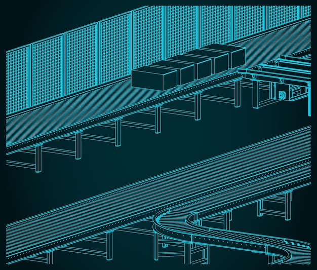 Factory conveyors illustration