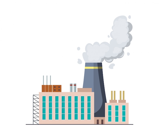 Factory or power plant flat design illustration.