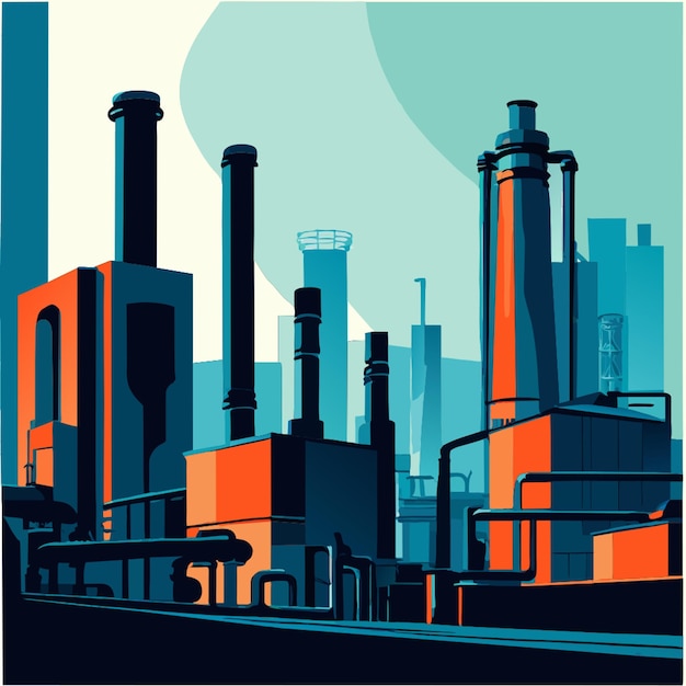 factory with pipes vector illustration