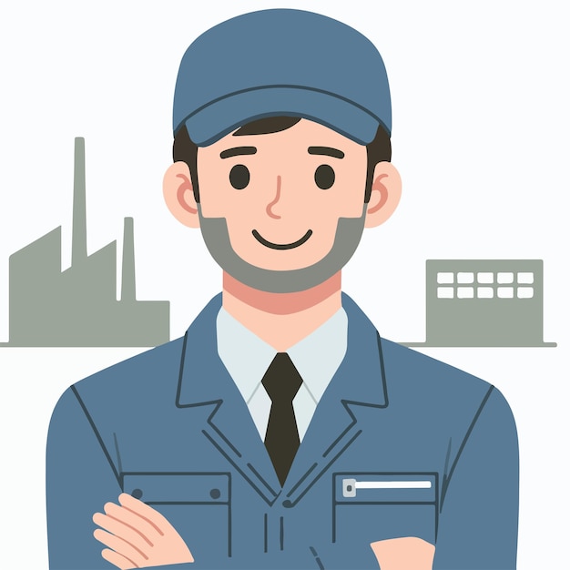 Vector factory worker guy character