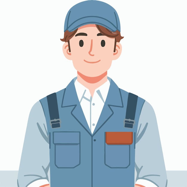 Vector factory worker guy character