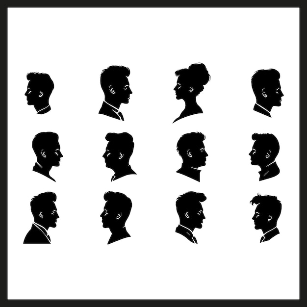 Fade Hairstyle Silhouettes Vector Clipart