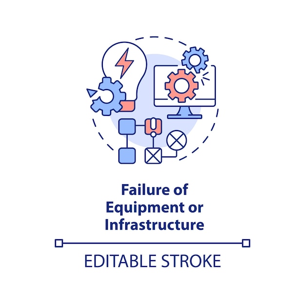 Failure of equipment or infrastructure concept icon