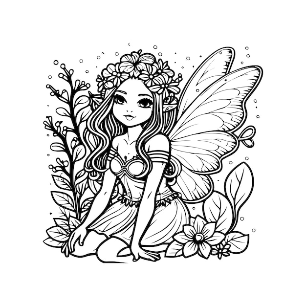 Fairies coloring pages for coloring book Fairies outline vector