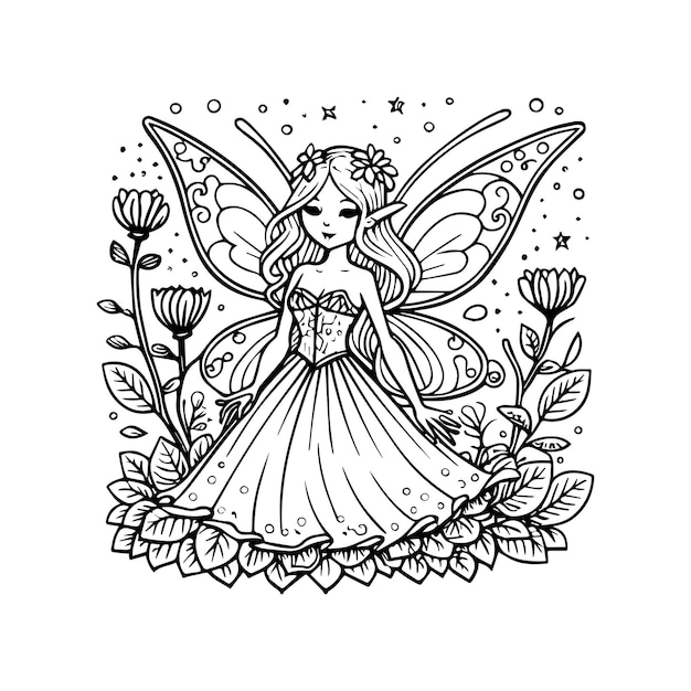 Fairies coloring pages for coloring book Fairies outline vector