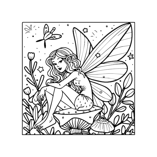 Fairies coloring pages for coloring book Fairies outline vector