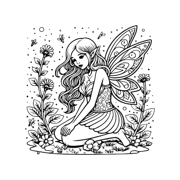 Fairies coloring pages for coloring book Fairies outline vector