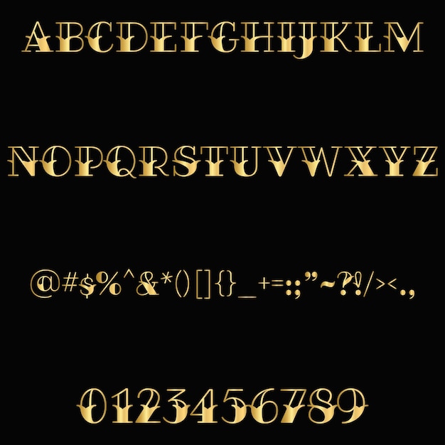 Fairwater Sailor Serif Regular Font Alphabet Golden Capital Letters Uppercase Letter Golden