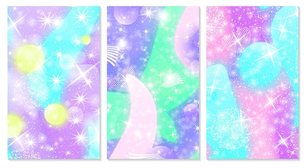 Fairy background Unicorn pattern Holographic magic stars