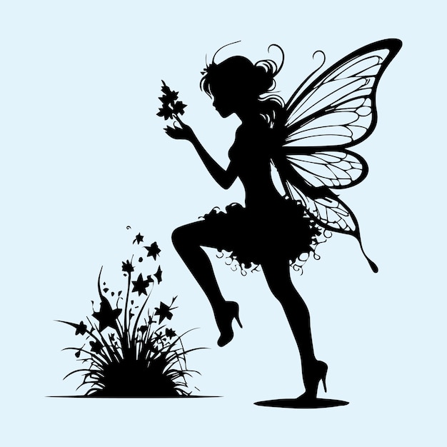 Vector fairy black silhouette clip art vector