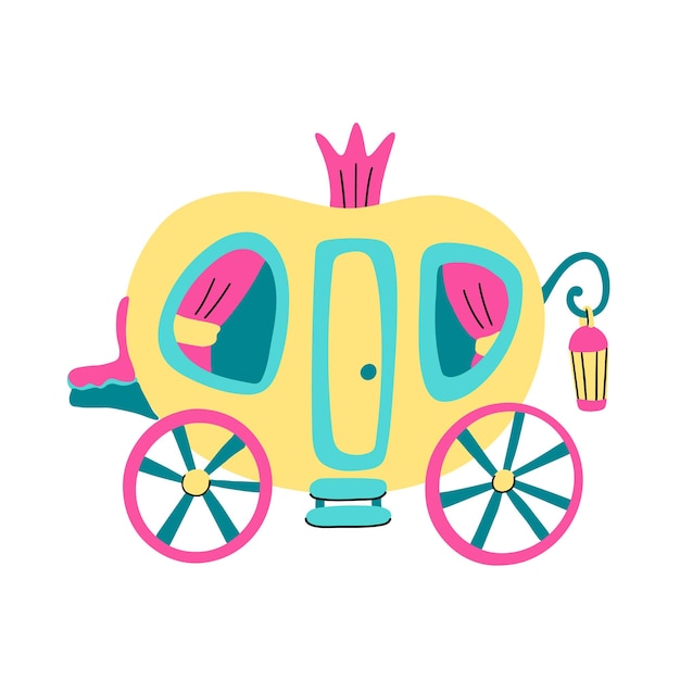 Fairy carriage for princess decorated with crown and curtains