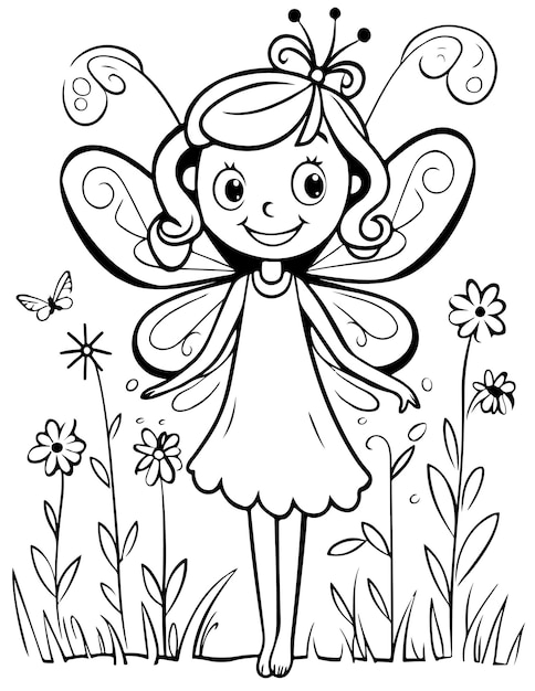 Fairy and Coloring Page