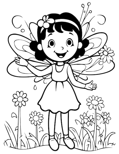 Fairy and Coloring Page