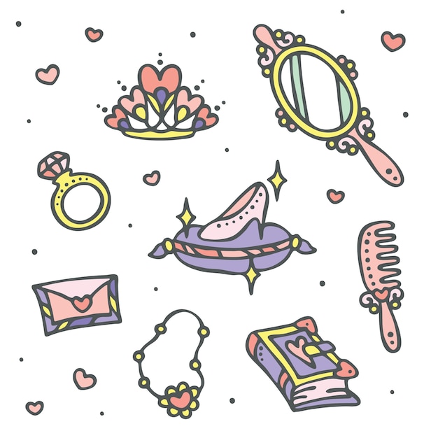 Fairy princess icon set