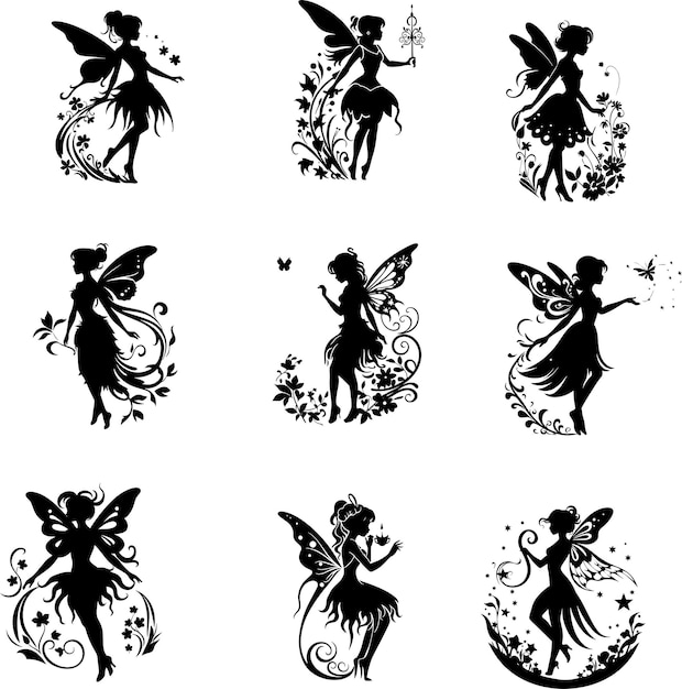 fairy silhouette set vector illustration