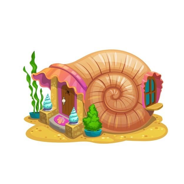 Fairy snail shell house or dwelling of sorceress or sea mermaid 