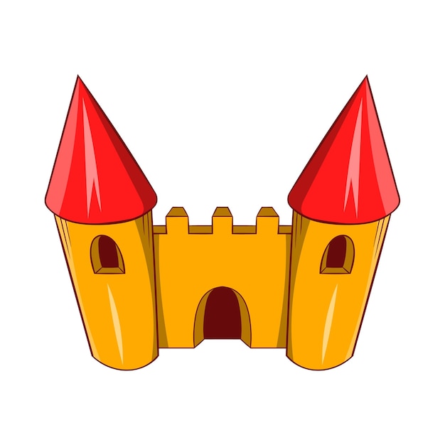 Fairy tale castle icon in cartoon style on a white background