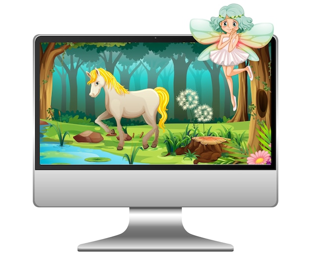 Fairy tale on computer isolated