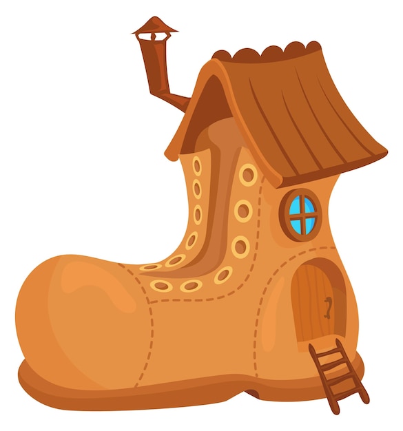 Fairytale house icon Cartoon gnome boot building