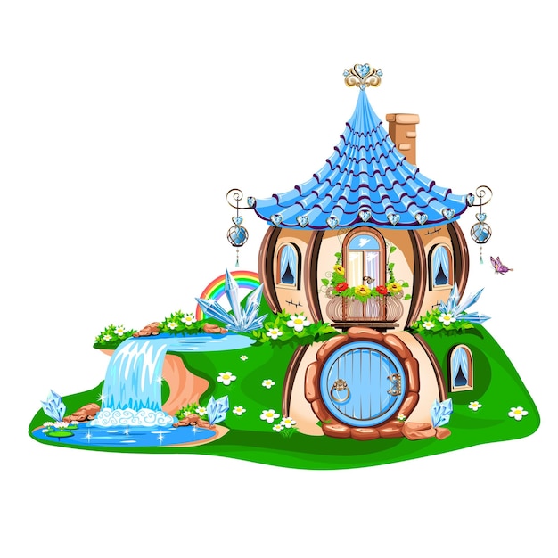 Fairytale house with blue crystals