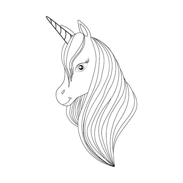 Fairytale unicorn Vector illustration for coloring